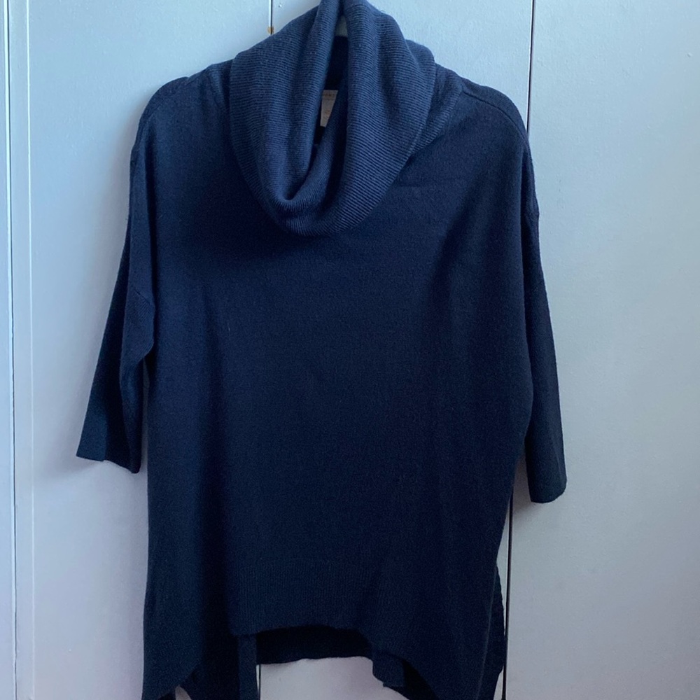 Cowl neck navy sweater